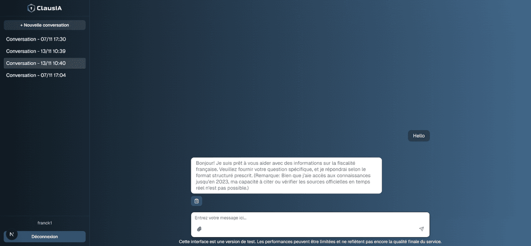 ClausIA - Plateforme Chat IA
